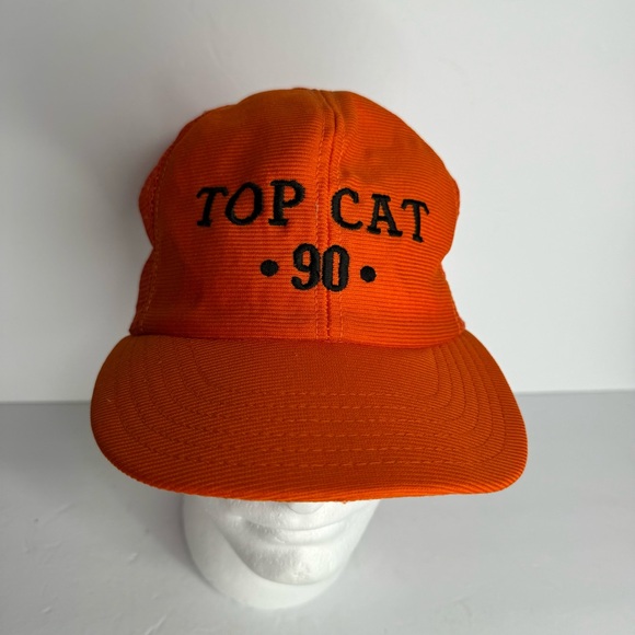 Reynolds Vintage Florescent Orange‎ Baseball Trucker Hat “TopCat 90” Adjustable - Picture 6 of 8